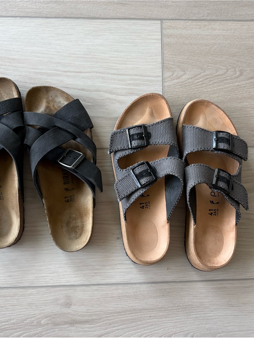 Birkenstock Gray Double-Strap Slide Sandals